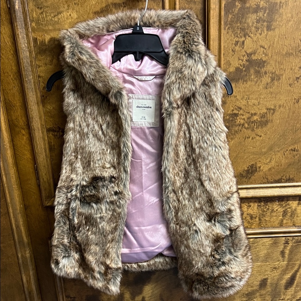 Abercrombie Kids Faux Fur Vest with Pink Interior